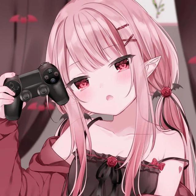 粉色动漫少女头像：卡哇伊