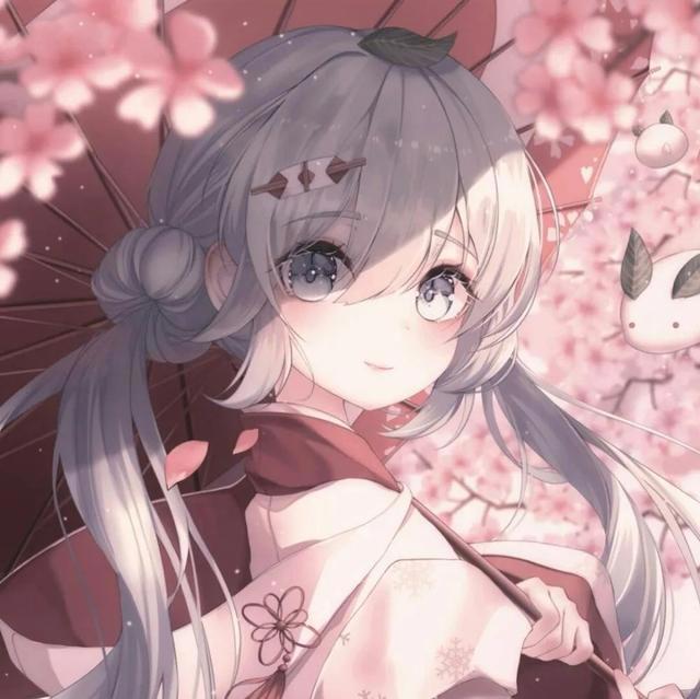 粉色动漫少女头像：卡哇伊