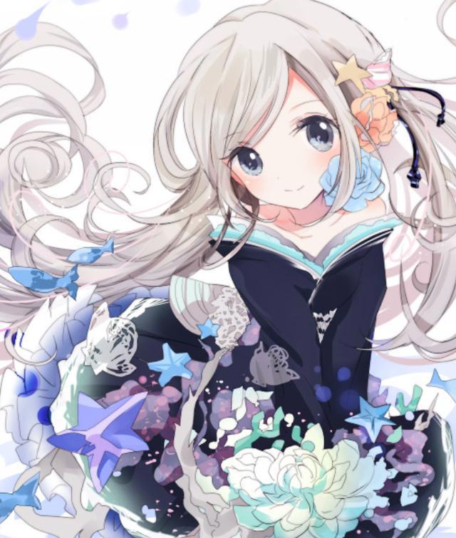 动漫美图欣赏：二次元白发美少女，白发在她们头上毫无违和感