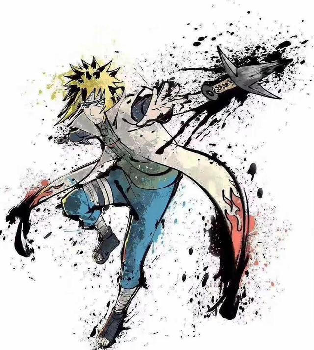 《火影忍者》水墨壁纸,春野樱英气十足,波风水门帅炸了