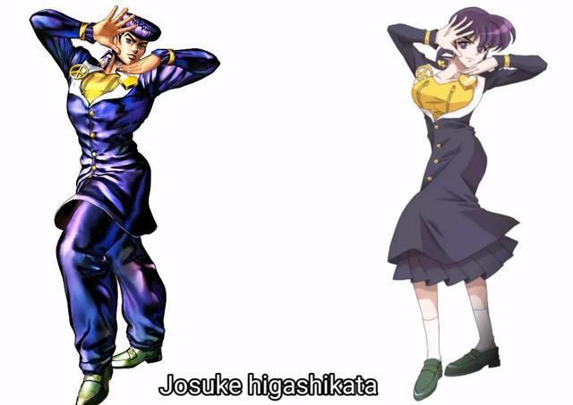 JOJO角色性别转换之后,乔鲁诺是美少女,空条承太郎变成酷姐