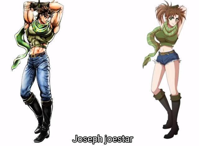 JOJO角色性别转换之后，乔鲁诺是美少女，空条承太郎变成酷姐