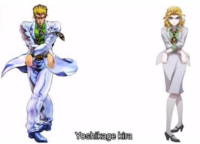 将JOJO中的角色性转,迪奥的身材有点劲爆,乔鲁诺变成美少女