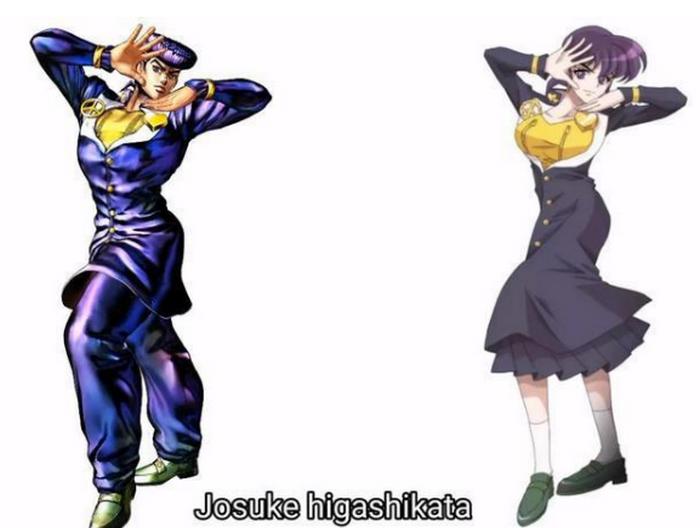 将JOJO中的角色性转,迪奥的身材有点劲爆,乔鲁诺变成美少女