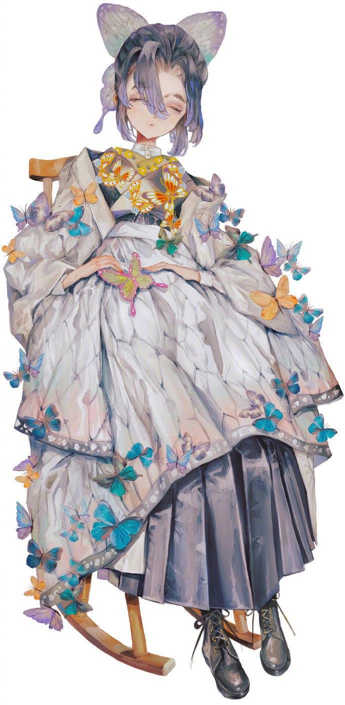 日本画师绘制唯美系少女，月野兔尝试可爱风，蝴蝶忍美颜拉满