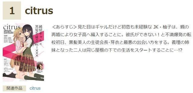 《魔法少女小圆》第五？日本秋叶原投票评选百合向作品TOP10