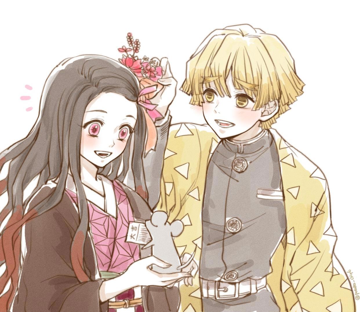 《鬼灭之刃》善逸 祢豆子的甜蜜合照，狂撒狗粮喂粉丝、吃得真饱