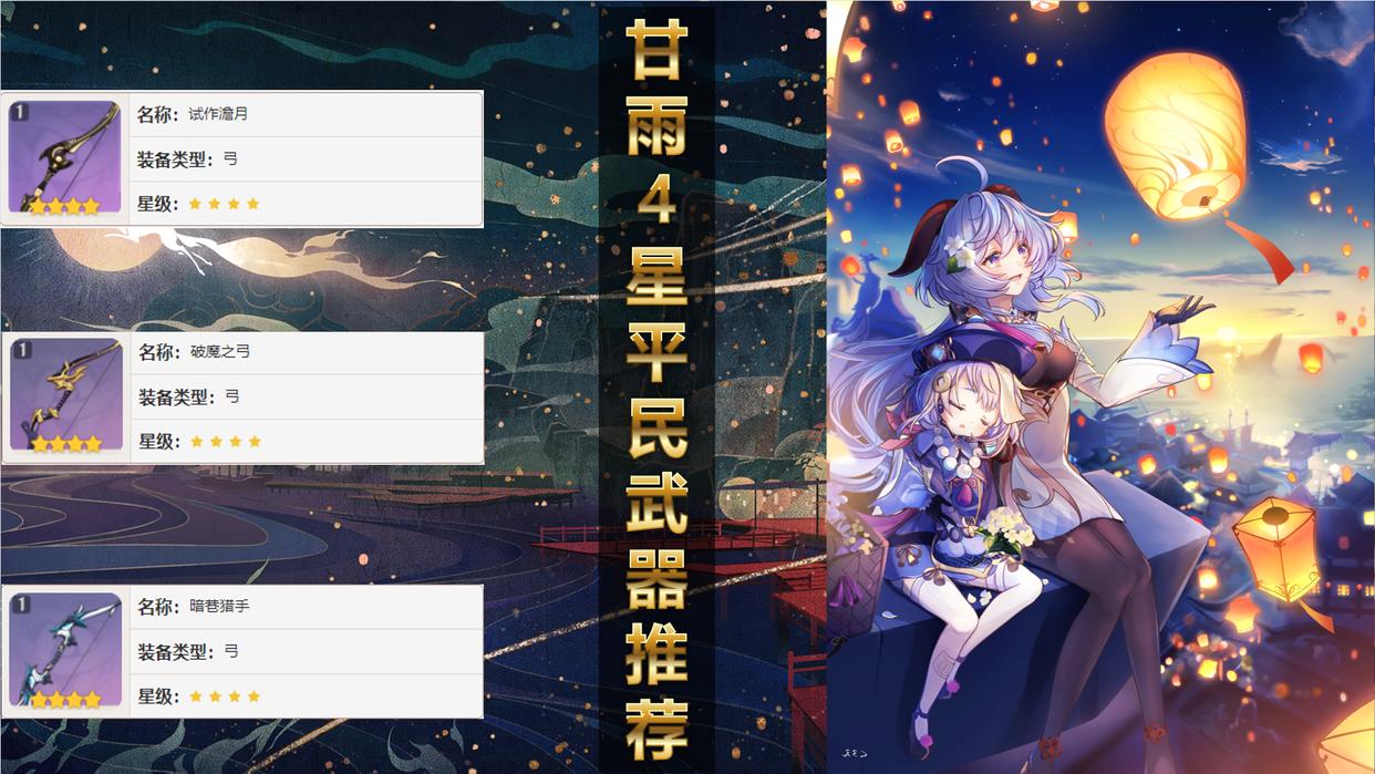 原神：平民玩家甘雨养成攻略，武器、圣遗物、搭配，从入门到精通