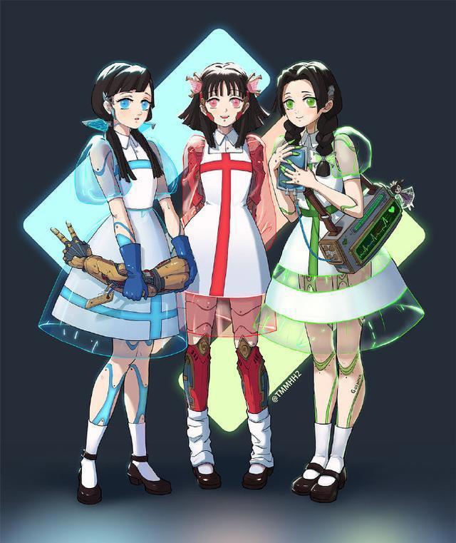 《鬼灭之刃》全员赛博朋克装，蝴蝶忍很迷人，甘露寺要打马赛克！